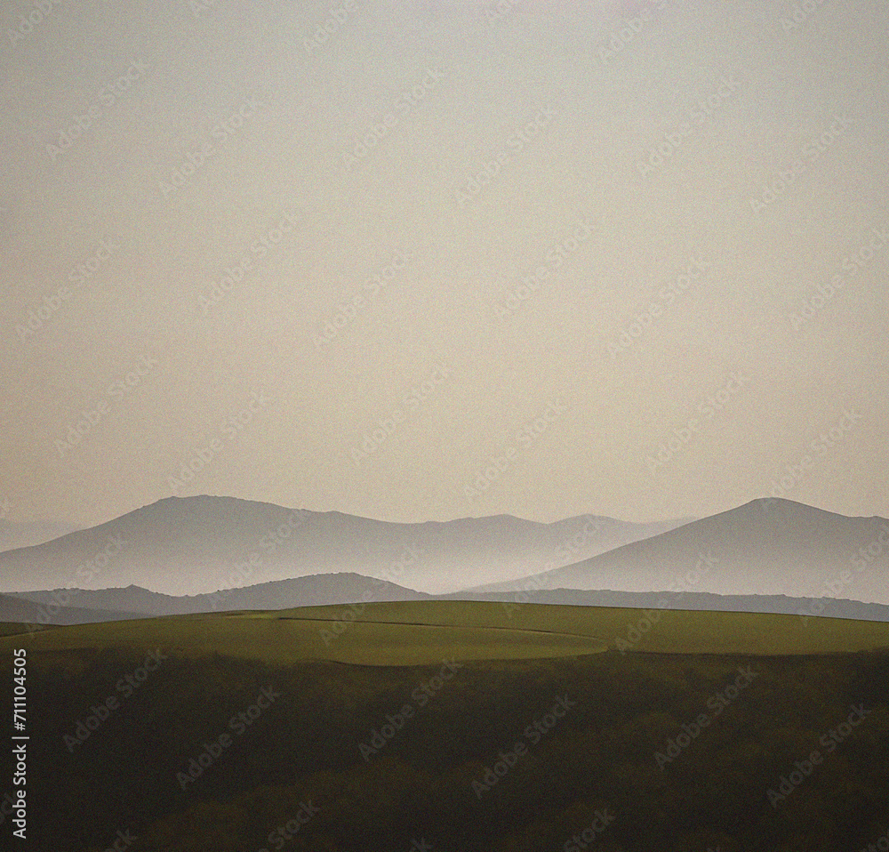 Landscape with fog. misty morning in the mountains. Minimalist background with empty copy space. Nature backdrop. Beautiful natural flyer, card design. Nature Template for presentation or product. Landscape with fog. misty morning in the mountains. Minimalist background with empty copy space. Nature backdrop. Beautiful natural flyer, card design. Nature Template for presentation or product.