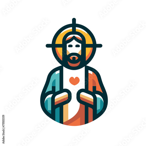 Christian symbol Jesus Christ falt logo icon. Christianity logo