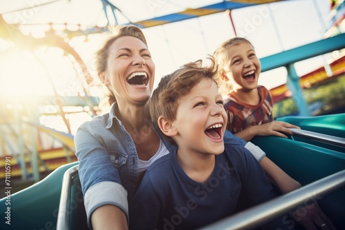 Family having fun on a roller coaster © Adobe Contributor