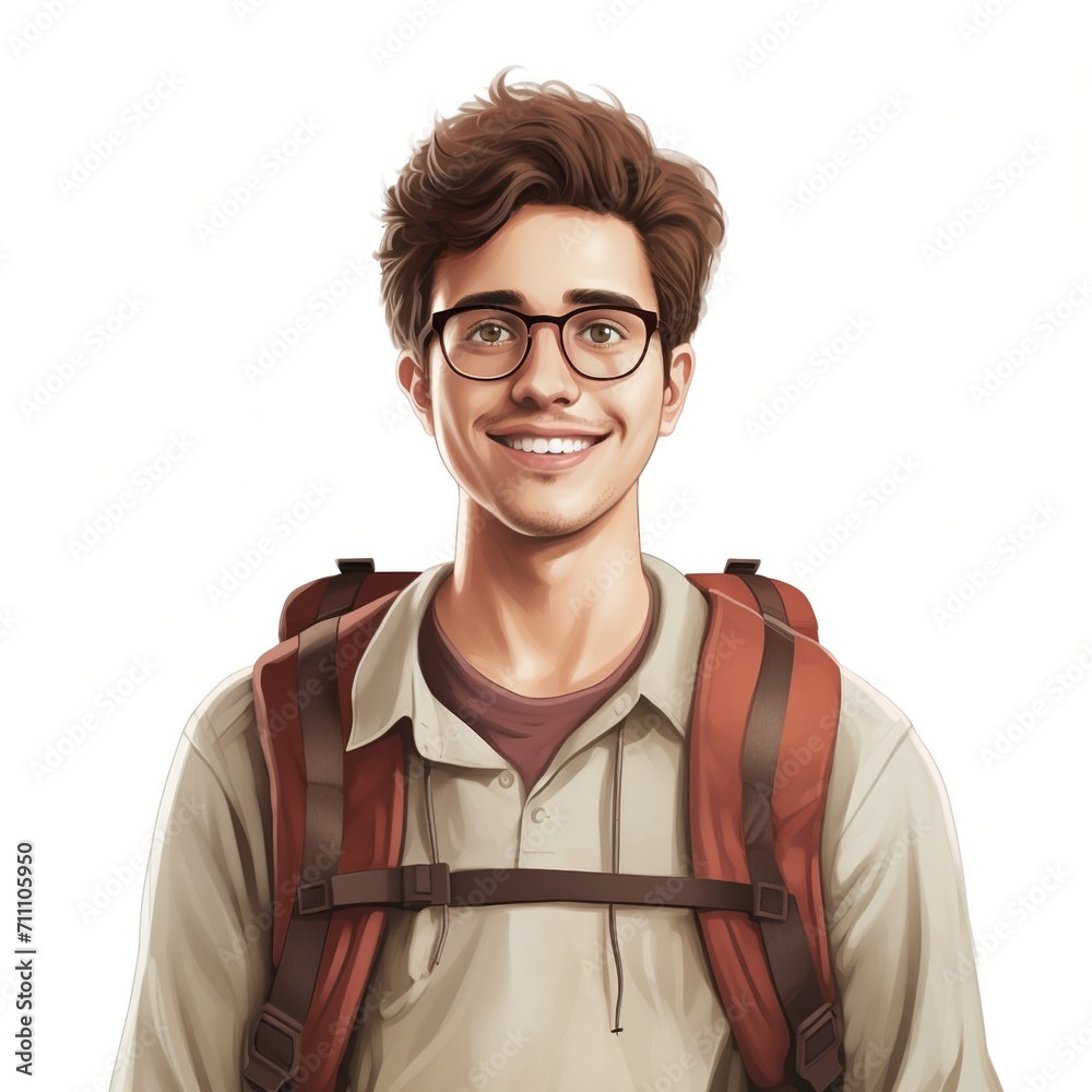 portrait of a young male traveler with a backpack portrait of a young male traveler with a backpack