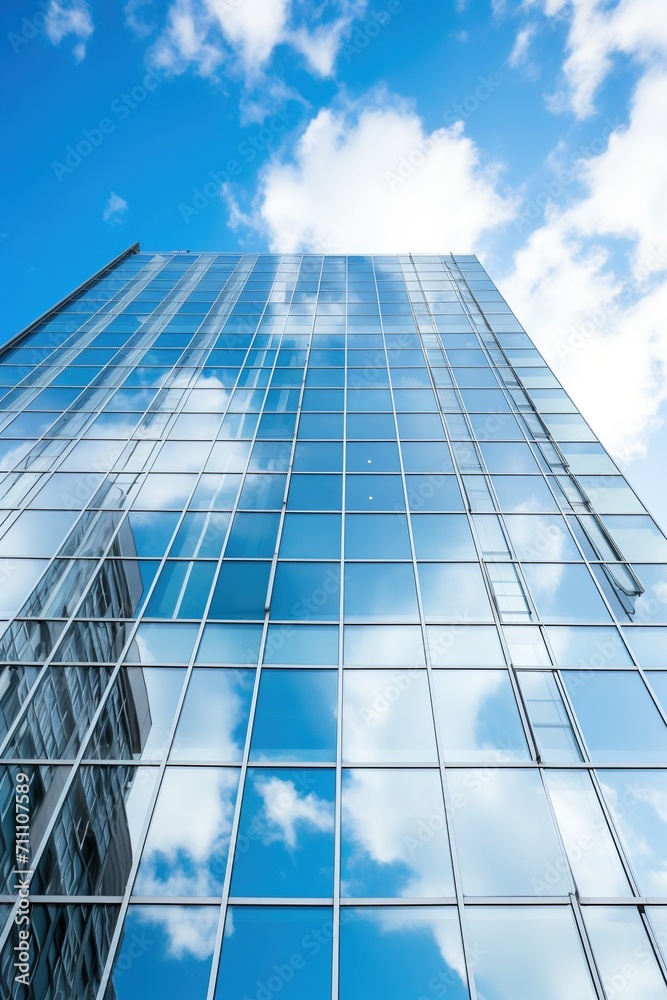 Blue glass skyscraper reflecting the sky Blue glass skyscraper reflecting the sky