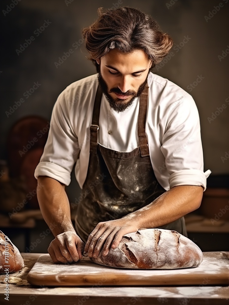 Artisan Male Baker in Bakery, AI Generated