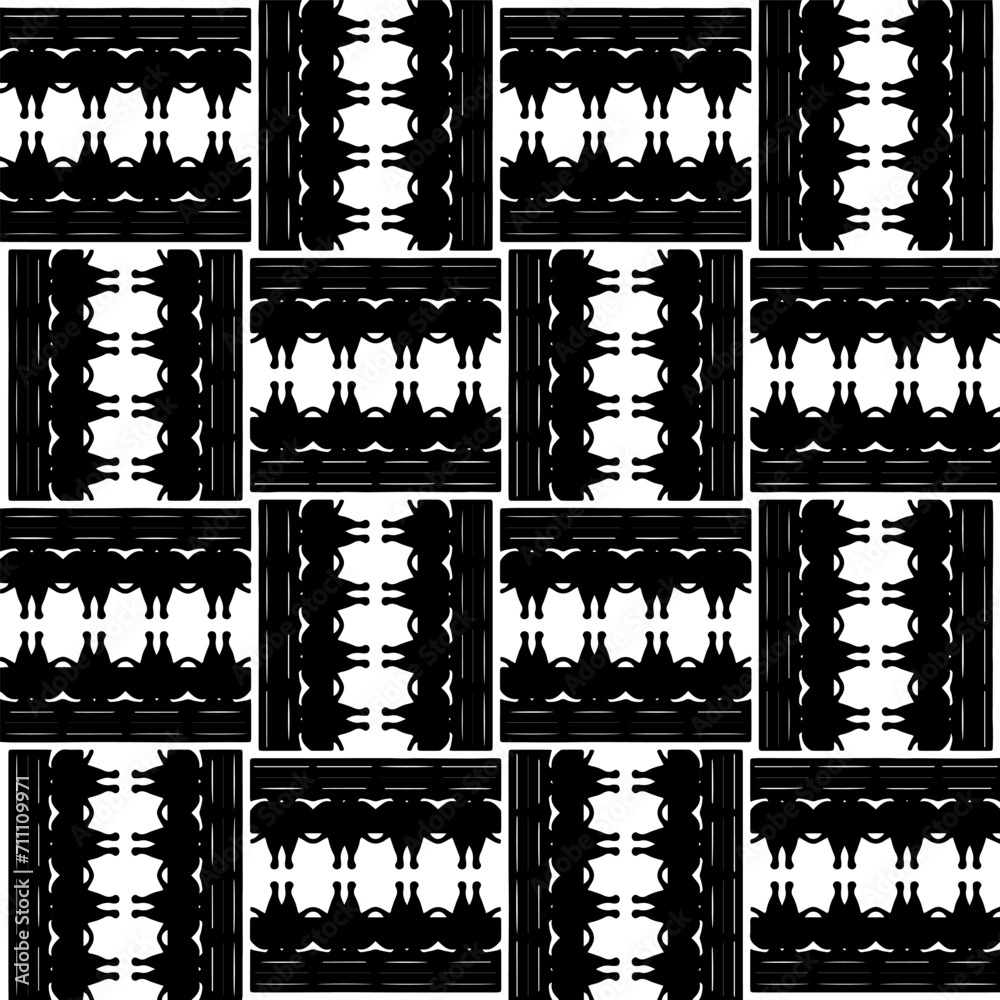 Fototapeta premium White background with black pattern. Seamless texture for fashion, textile design, on wall paper, wrapping paper, fabrics and home decor. Simple repeat pattern.