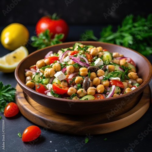 Refreshing and Healthy Mediterranean Chickpea Salad with Vegetables