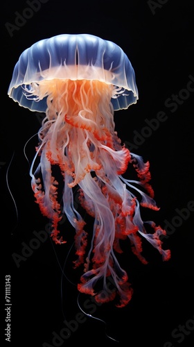Stunning bio-luminescent jellyfish in the deep blue sea