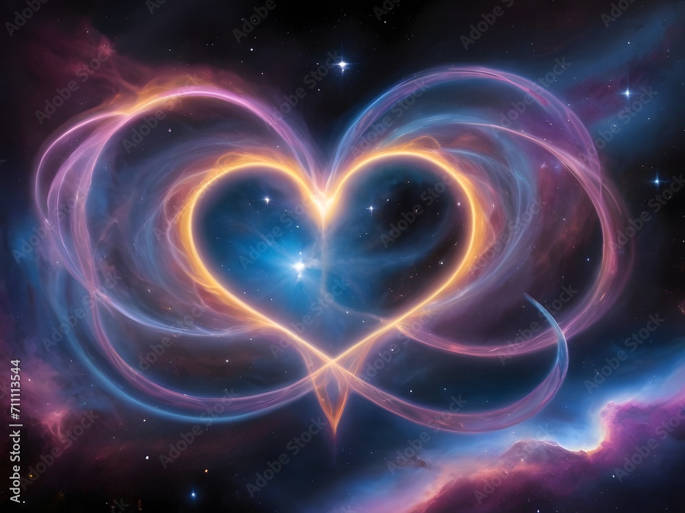 Radiant Heart Nebula Amidst Vibrant Cosmic Backdrop
