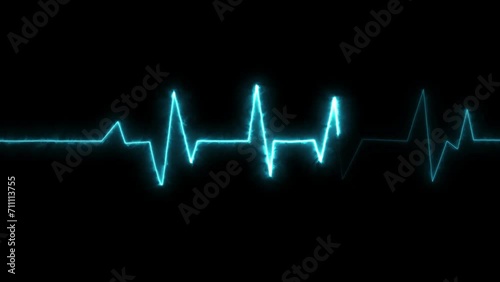 Abstract neon light fast heartbeat and pulse rate signal icon animation background    photo
