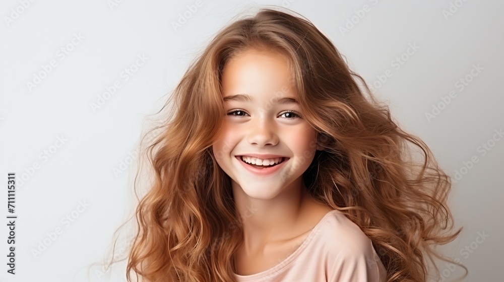 Portrait of a smiling young girl with long brown hair Portrait of a smiling young girl with long brown hair