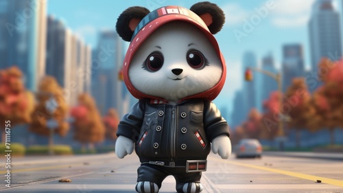 Adorable Panda Pup in Stylish Casual Attire, Capturing the Essence of Playful Elegance - AI-Generative