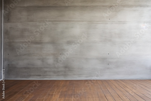 Empty room with concrete wall and wooden floor