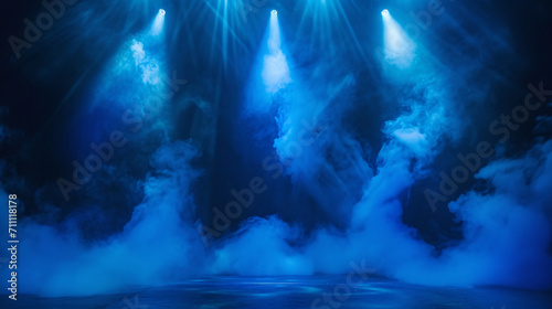 Stage with smoke and spotlights.