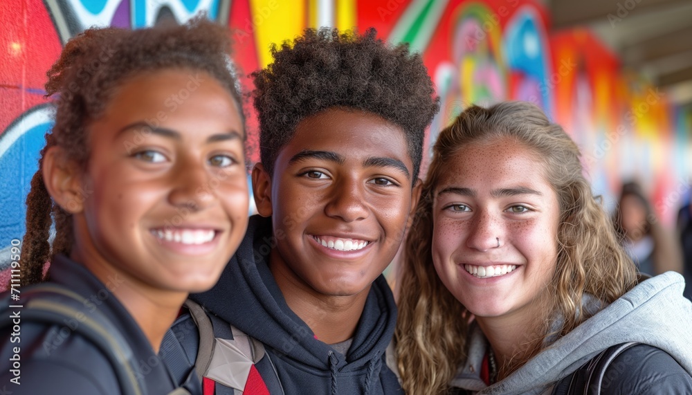 Fototapeta premium School and education, school students, happy students, students studying. Students, teaching.