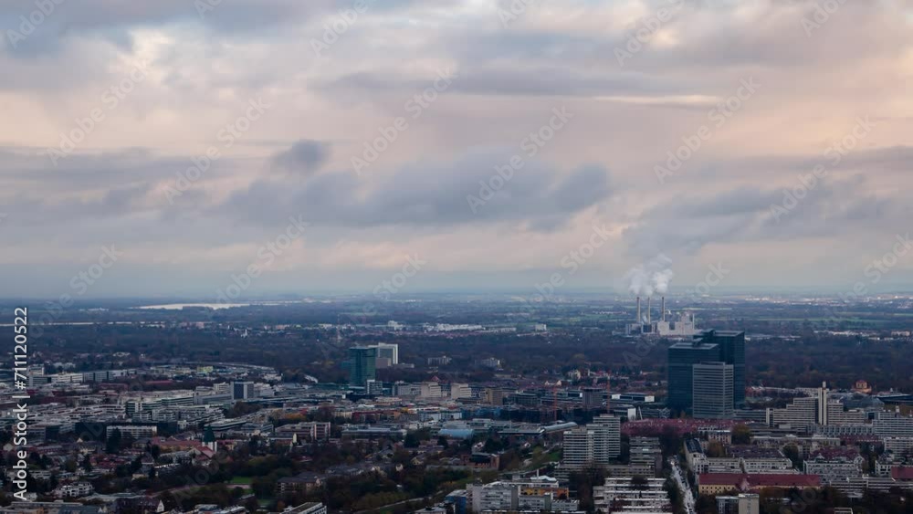 Captivating Munich Skyline and Clouds Aerial Timelapse in Fall Captivating Munich Skyline and Clouds Aerial Timelapse in Fall