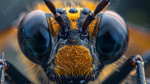 Macro shot that captures the gaze of an insect through its eyes, background image, AI generated