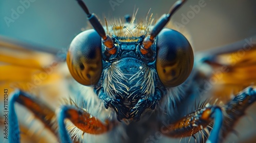 Macro shot that captures the gaze of an insect through its eyes, background image, AI generated © Hifzhan Graphics
