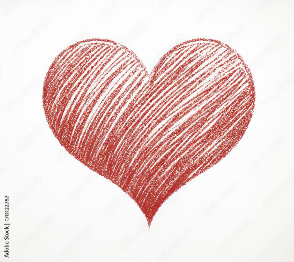 Red heart on white background.