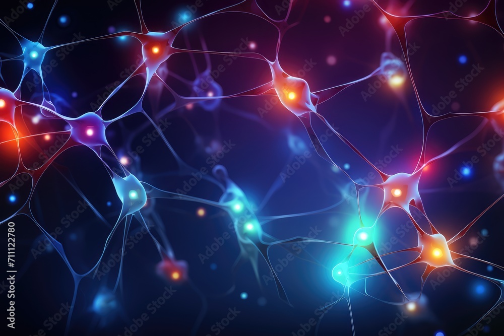 Fototapeta premium Human Brain Neuron Luminescence, radiance, vibrant creativity. Illuminated, glowing, inspiration, sparking innovation shining brilliant thoughts. Incandescent, ingenuity radiating visually captivating