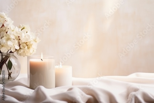 Candles and flowers in a vase