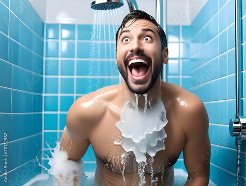 Funny man in the shower