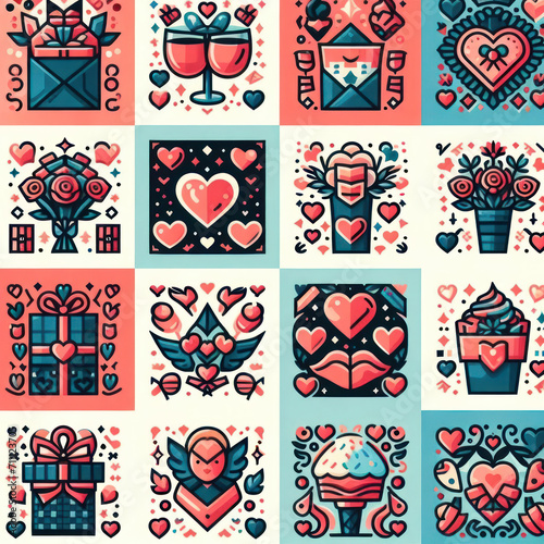 seamless pattern with red and white hearts or valentine pattern or icon heart valentine