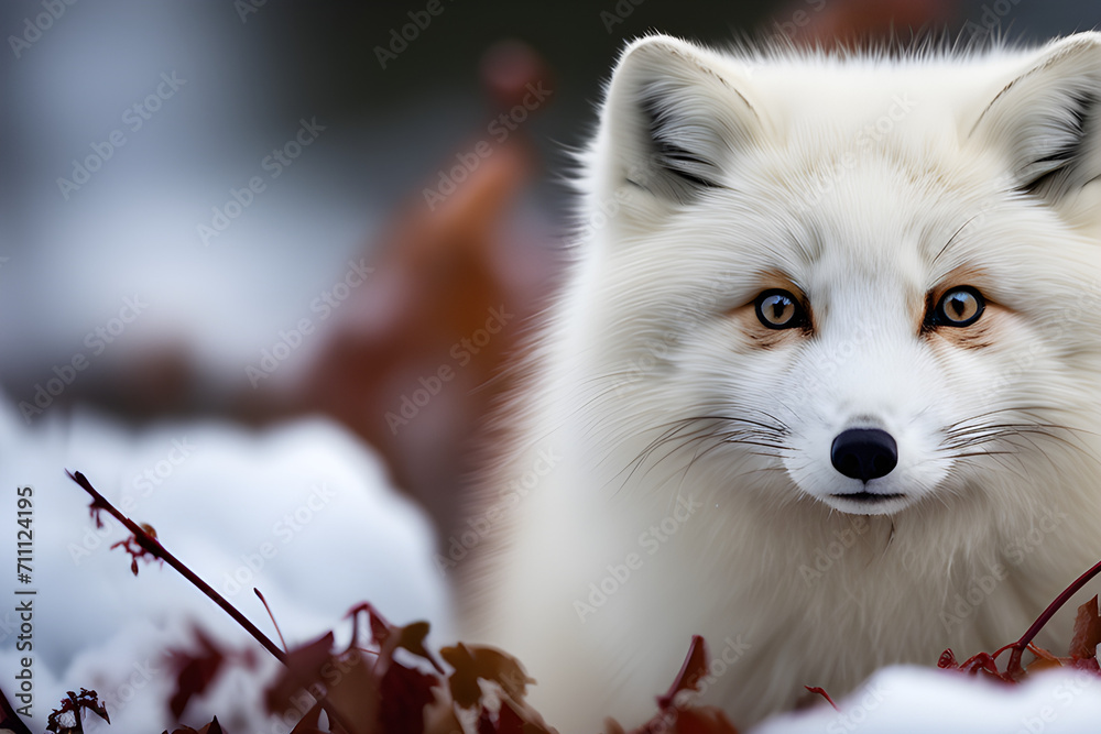 The beauty of frost: the natural moments created by arctic fox portraits and wildlife photography generative ai

