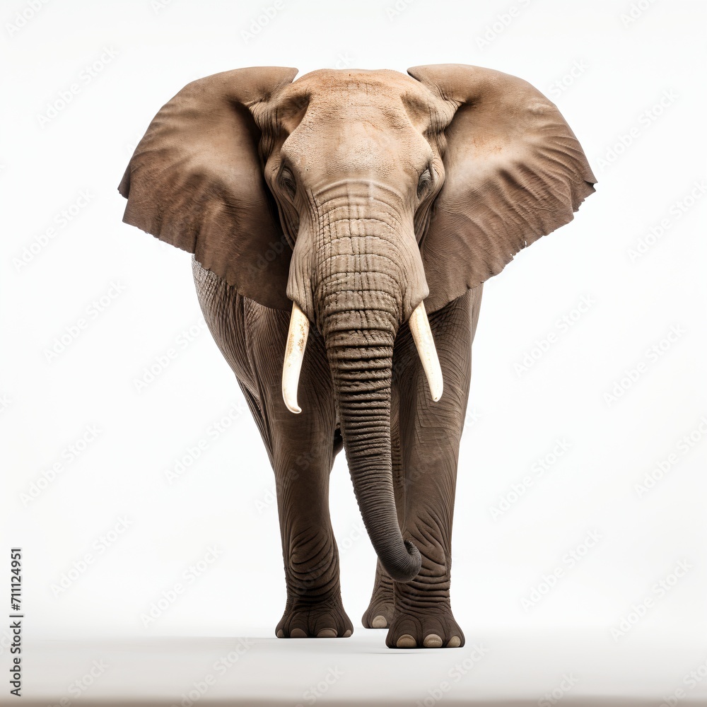 A large elephant standing on a white background