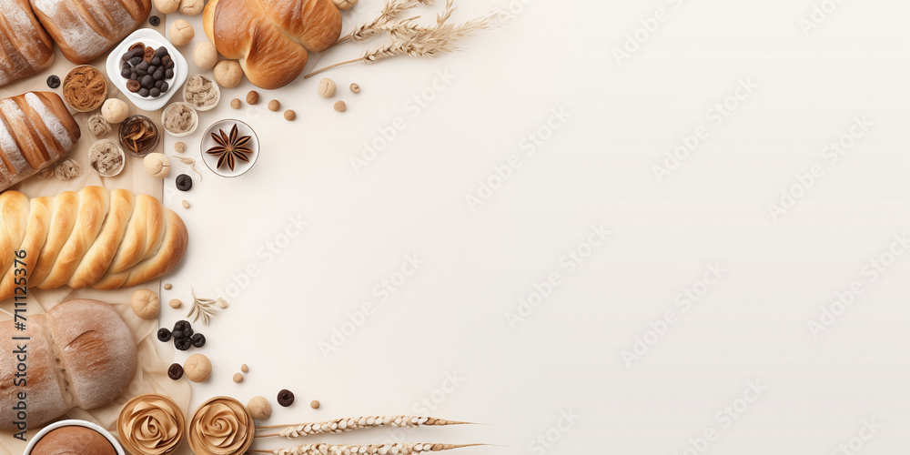 Bakery and pastry style border design with space to place text on light ...