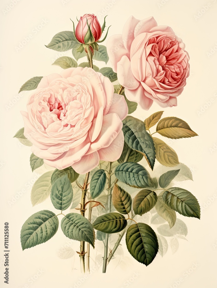 Antique Rose Garden: Fragrant Blossoms Wall Art and Prints