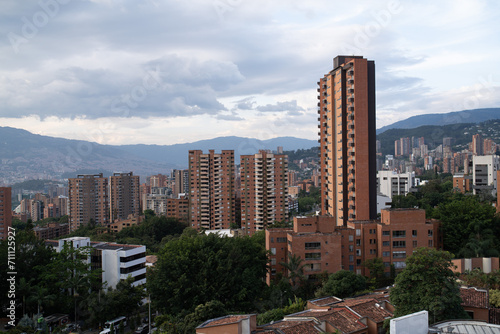 wide landscape shot of el poblado in medellin colombia