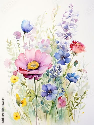 Beautifully Handcrafted Meadow Watercolors  Vintage Style Wildflower Wall Art