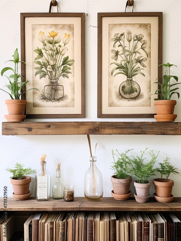 Immerse in the Bountiful World of Bohemian Botanical Wall Hangings: Vintage Art Print, Exuding Farmhouse Style