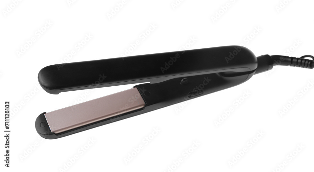 Flat iron isolated on white. Hair styling device Flat iron isolated on white. Hair styling device