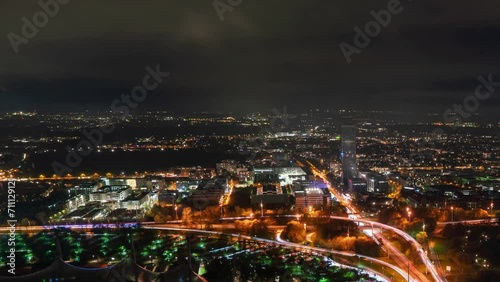 Wallpaper Mural Munich's Illuminated Architecture: Night Aerial Timelapse Torontodigital.ca