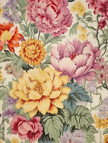 Classic Floral Stitch Art: Vintage Art Print with Elegant Floral Stitch Design