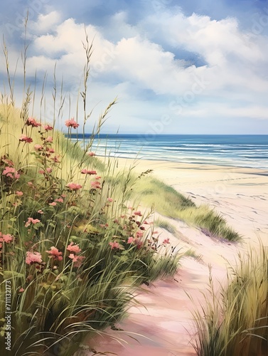 Coastal Dune Artistry  Serene Moments by the Seaside - Field Painting Collection