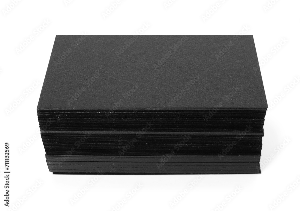 Stack of blank black business cards isolated on white. Mockup for design Stack of blank black business cards isolated on white. Mockup for design