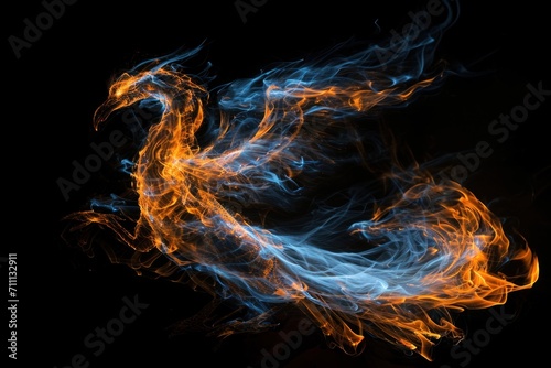 A phoenix made from fire and lights. © rabbit75_fot