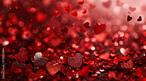 Romantic Red Hearts Festive Background for Valentine's Day.