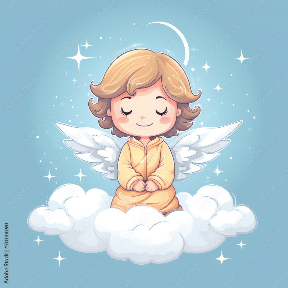 Cartoon angel on a cloud Cartoon angel on a cloud