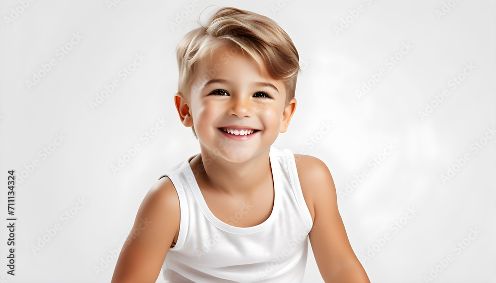 Happy smiling little boy in over white background Happy smiling little boy in over white background