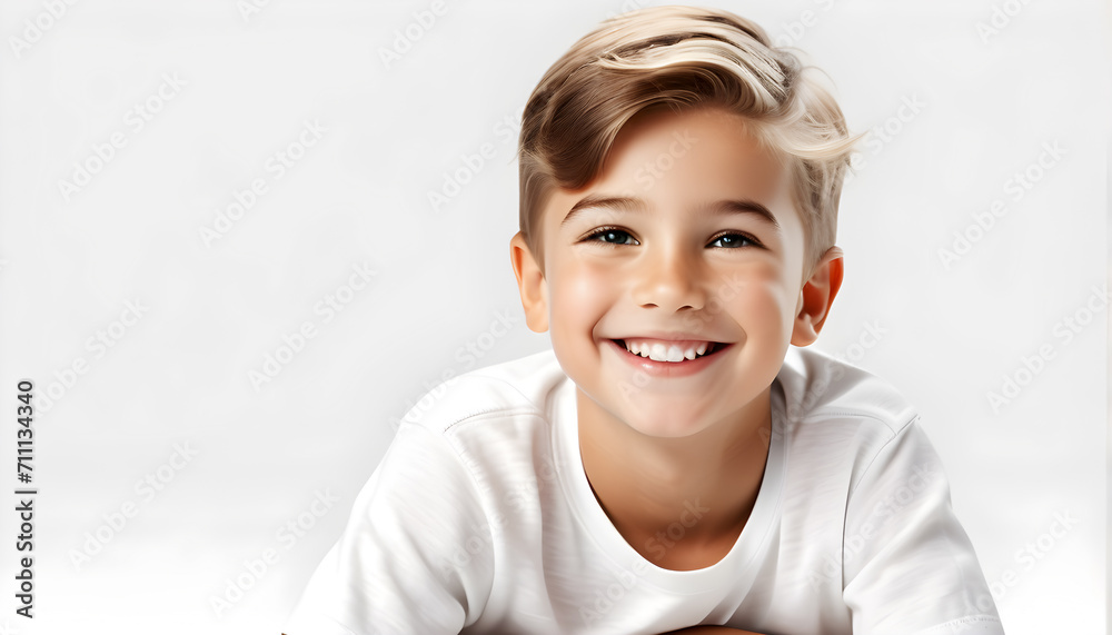 Happy smiling little boy in over white background Happy smiling little boy in over white background