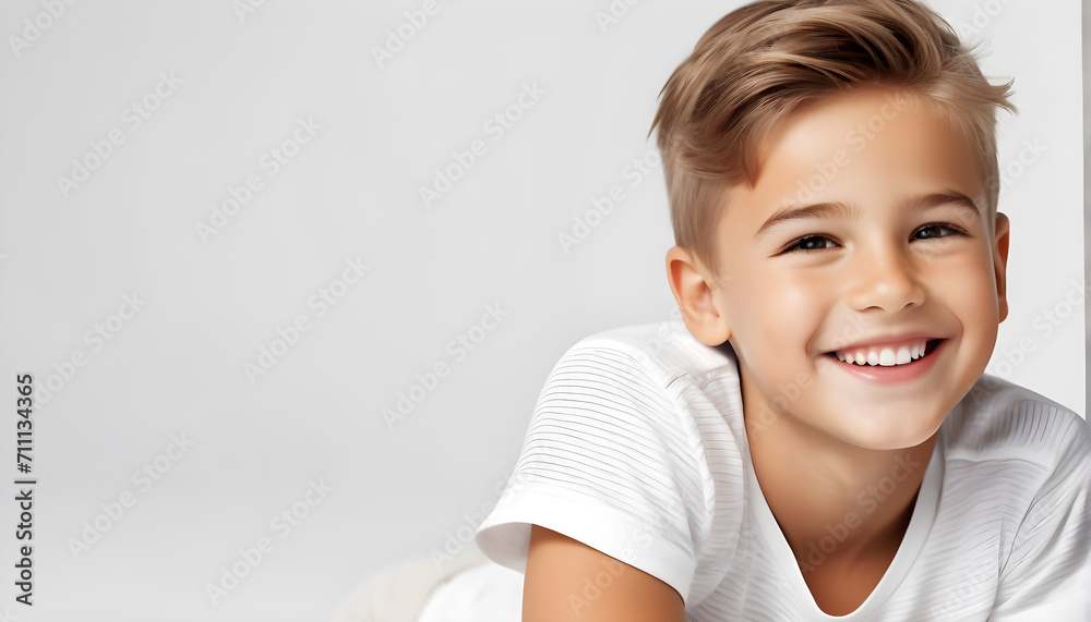 Happy smiling little boy in over white background Happy smiling little boy in over white background