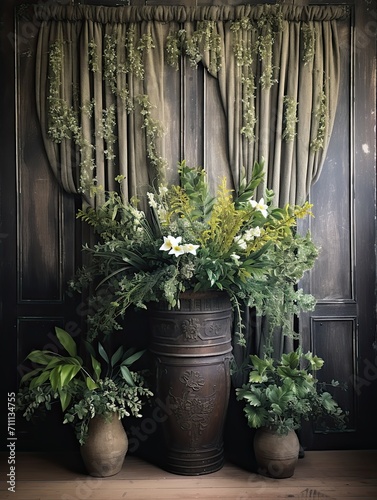Ethereal Farmhouse Elegance: Detailed Flora in a Tapestry of Ethereal Plants