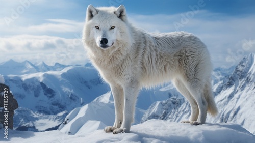 Majestic White Wolf in the Antarctic Wilderness - AI-Generative © Being Imaginative