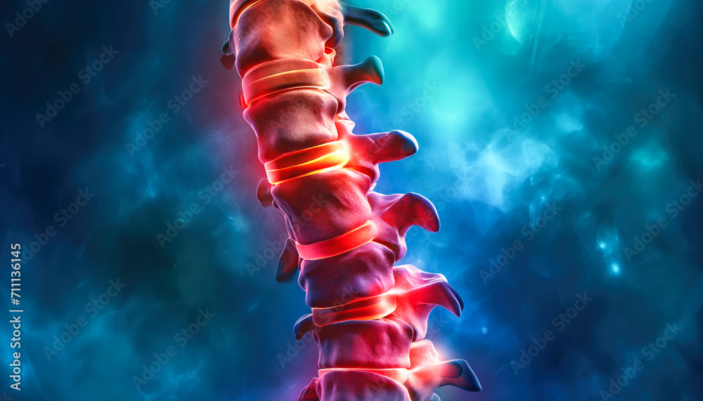 Medical Back Pain Unveiled: X-Ray Insight into Spinal Cord Injuries and Back Problems for Precise Diagnosis and Treatment. - obrazy, fototapety, plakaty 