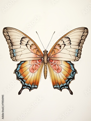 Hand-Drawn Butterfly Wildlife Portrait - Vintage Art Print