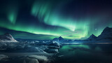beautiful Northern light over Greenland landscape