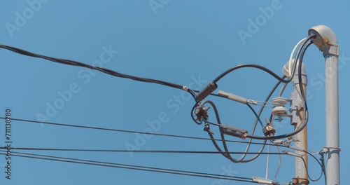 Electric cable connection to residential house 2 / Panning to right