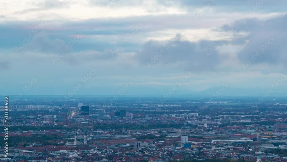 Day to Night Transition Over Munich Cityscape - Autumn View Day to Night Transition Over Munich Cityscape - Autumn View