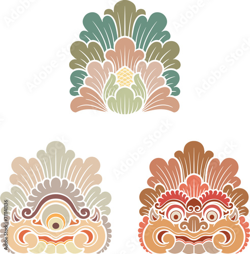 Balinese ornament decoration vector line art logo 2
